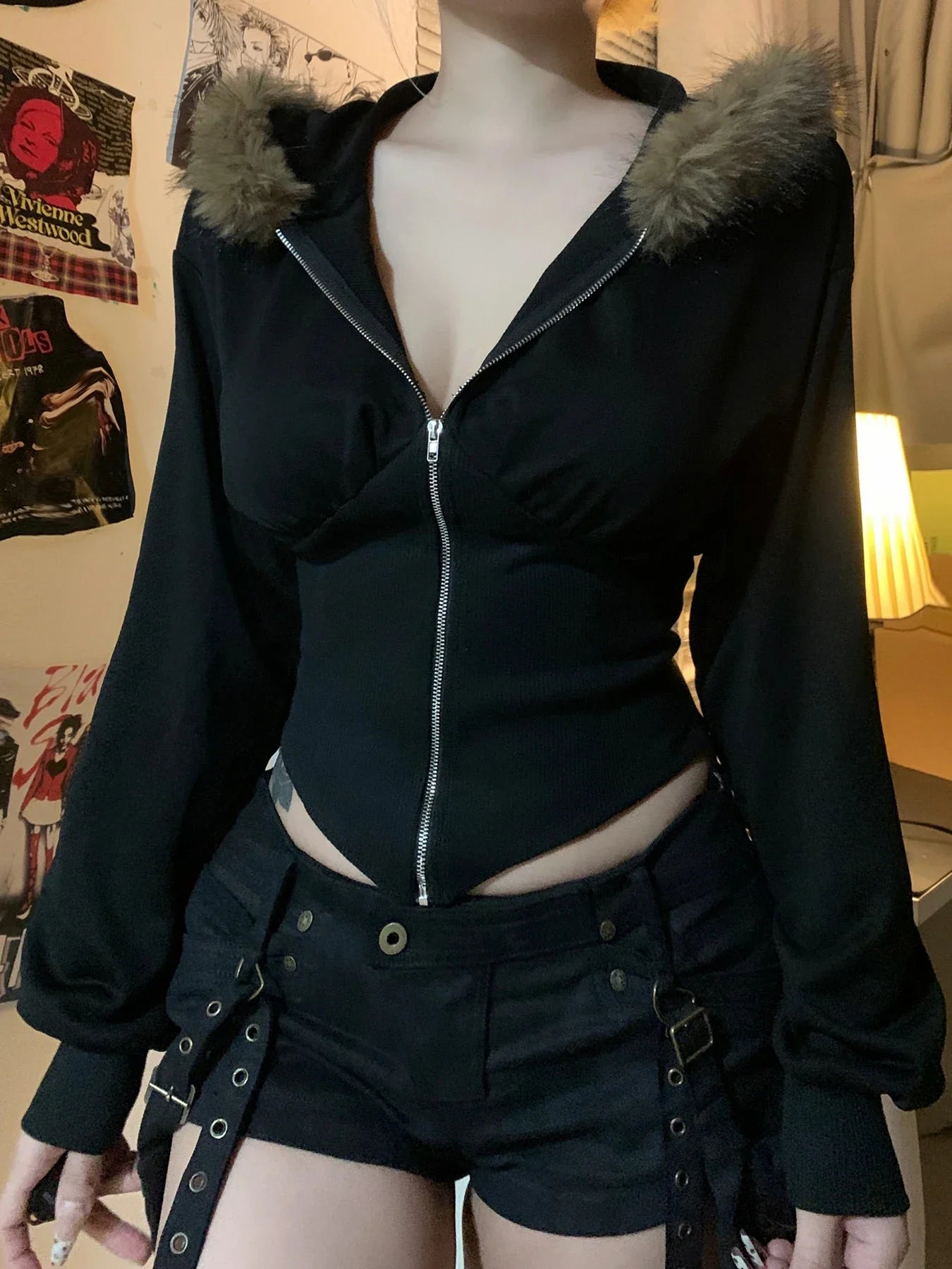 Zip Up Fur Hoodie