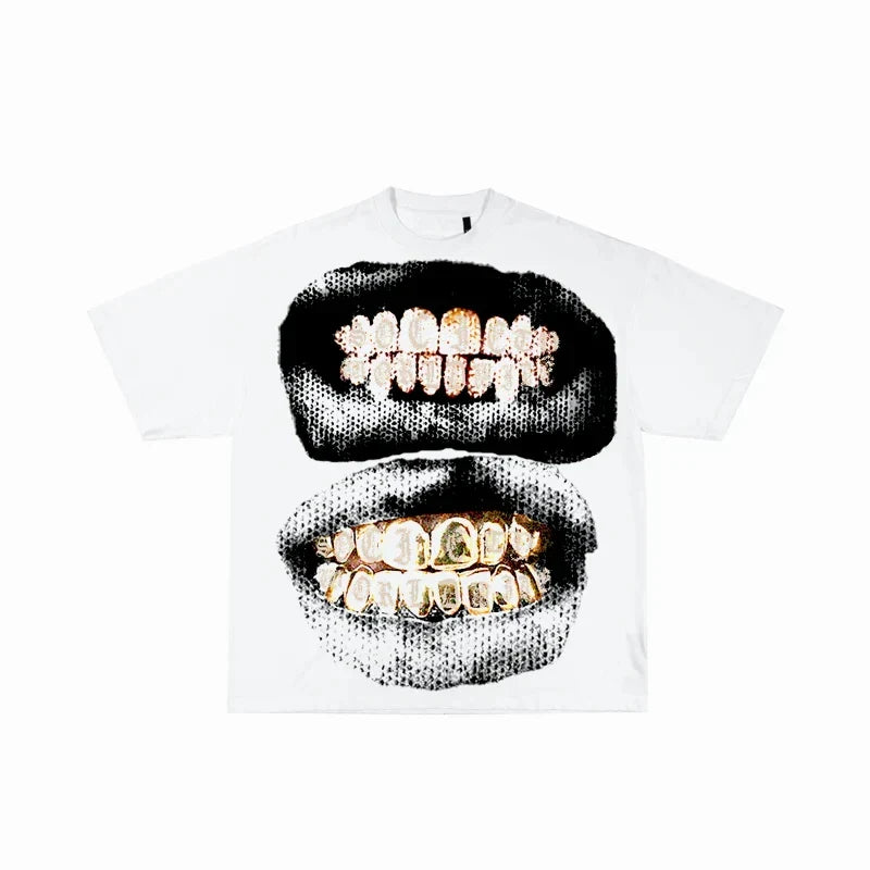 Oversized Teeth Graphic T Shirts