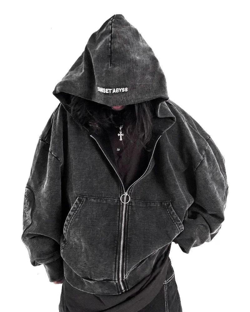 Washed Streetwear Hoodie Grey