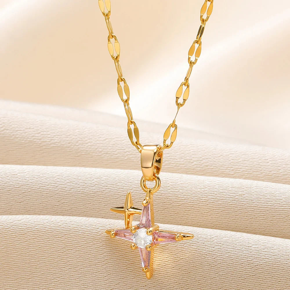 Rhinestone Necklace For Women Gold Color