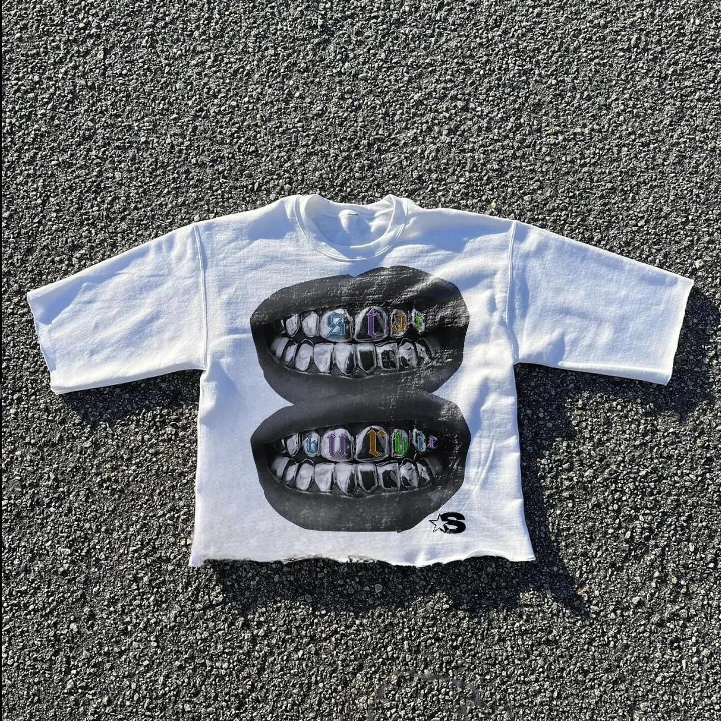 Oversized Teeth Graphic T Shirts