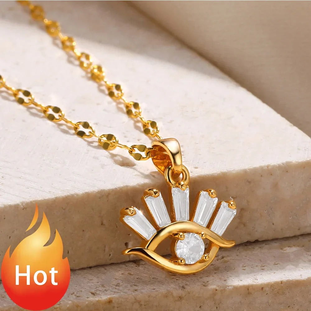 Rhinestone Necklace For Women Gold Color