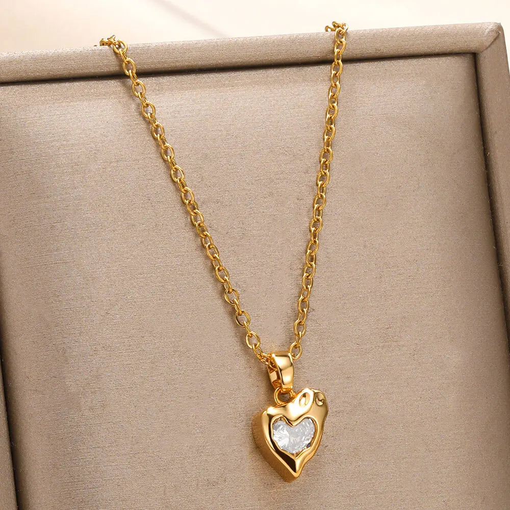 Rhinestone Necklace For Women Gold Color