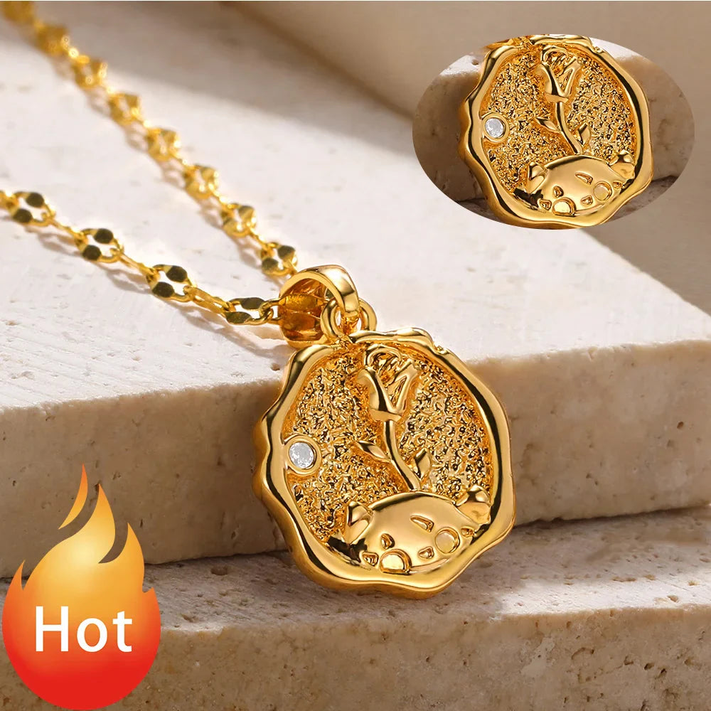 Rhinestone Necklace For Women Gold Color