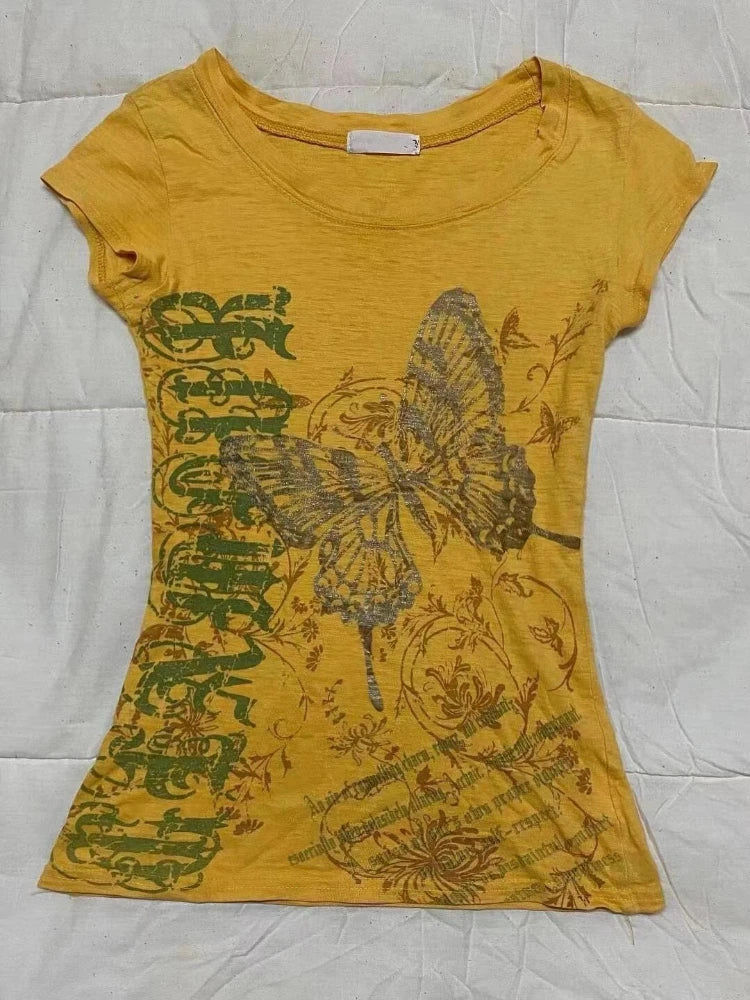 Y2K Purple Print T-Shirt Women