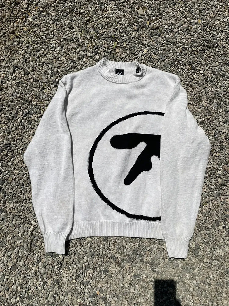 Aphex Twin Knit Sweater – Y2K Graphic Oversize Pullover