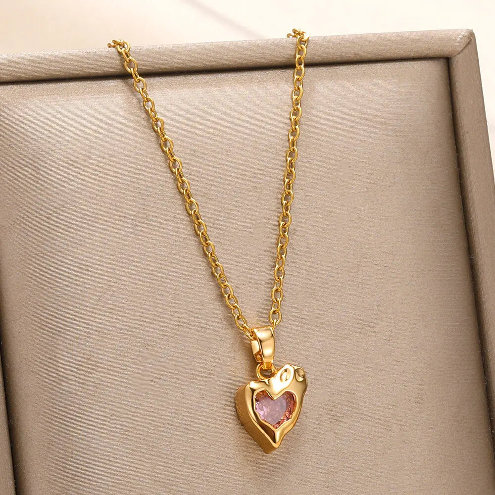 Rhinestone Necklace For Women Gold Color