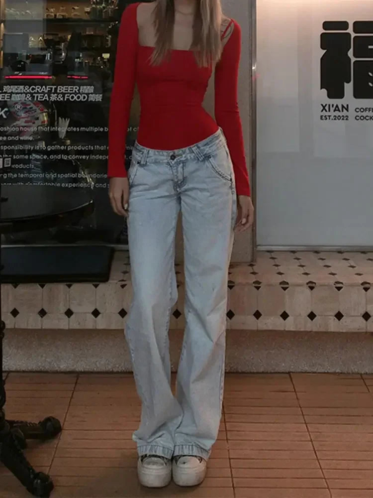 Light Blue Low Waist Jeans