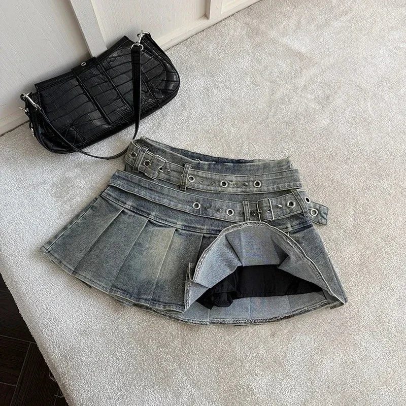 Belt Denim Skirt