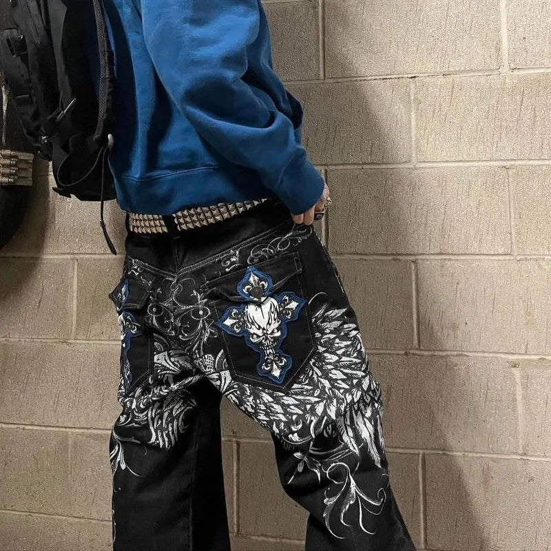 Cross Printed Jeans