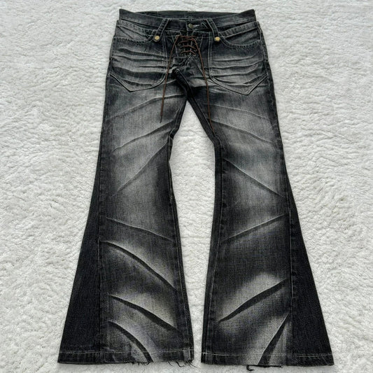 Y2K Flared Lace Up Jeans