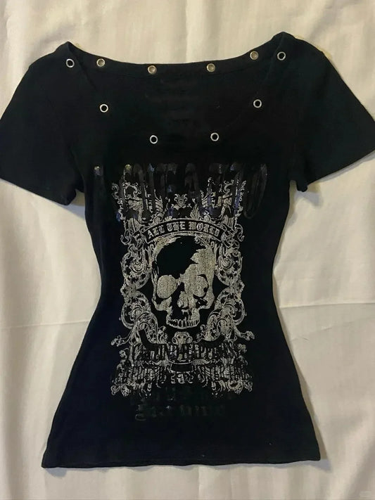 Y2K Gothic Crop Top Women