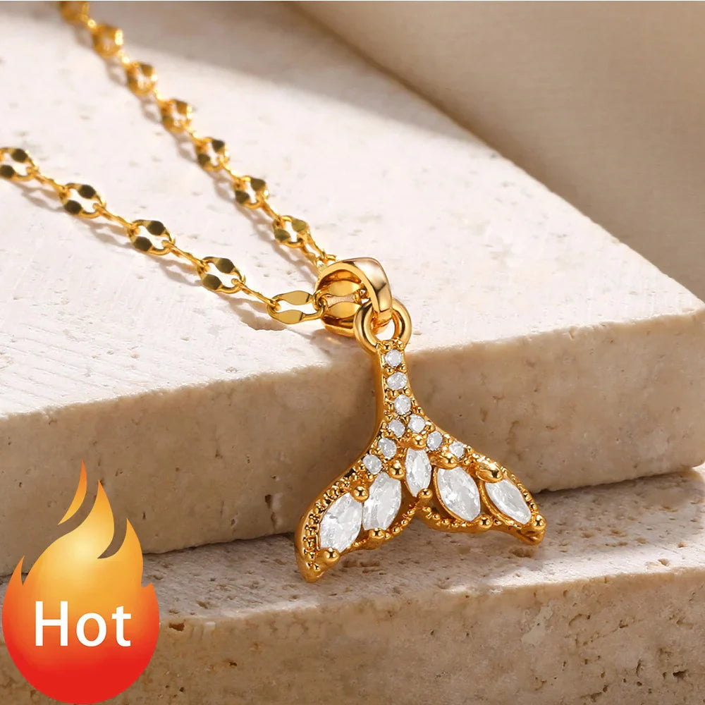 Rhinestone Necklace For Women Gold Color