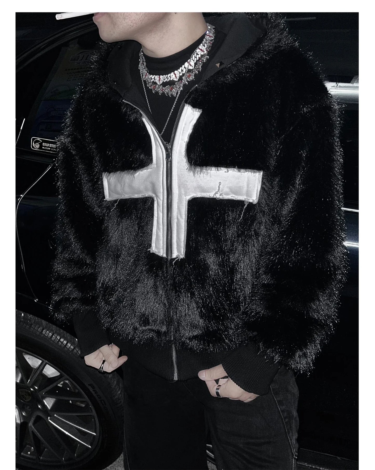 Kurtka Zimowa Faux Fur Punk