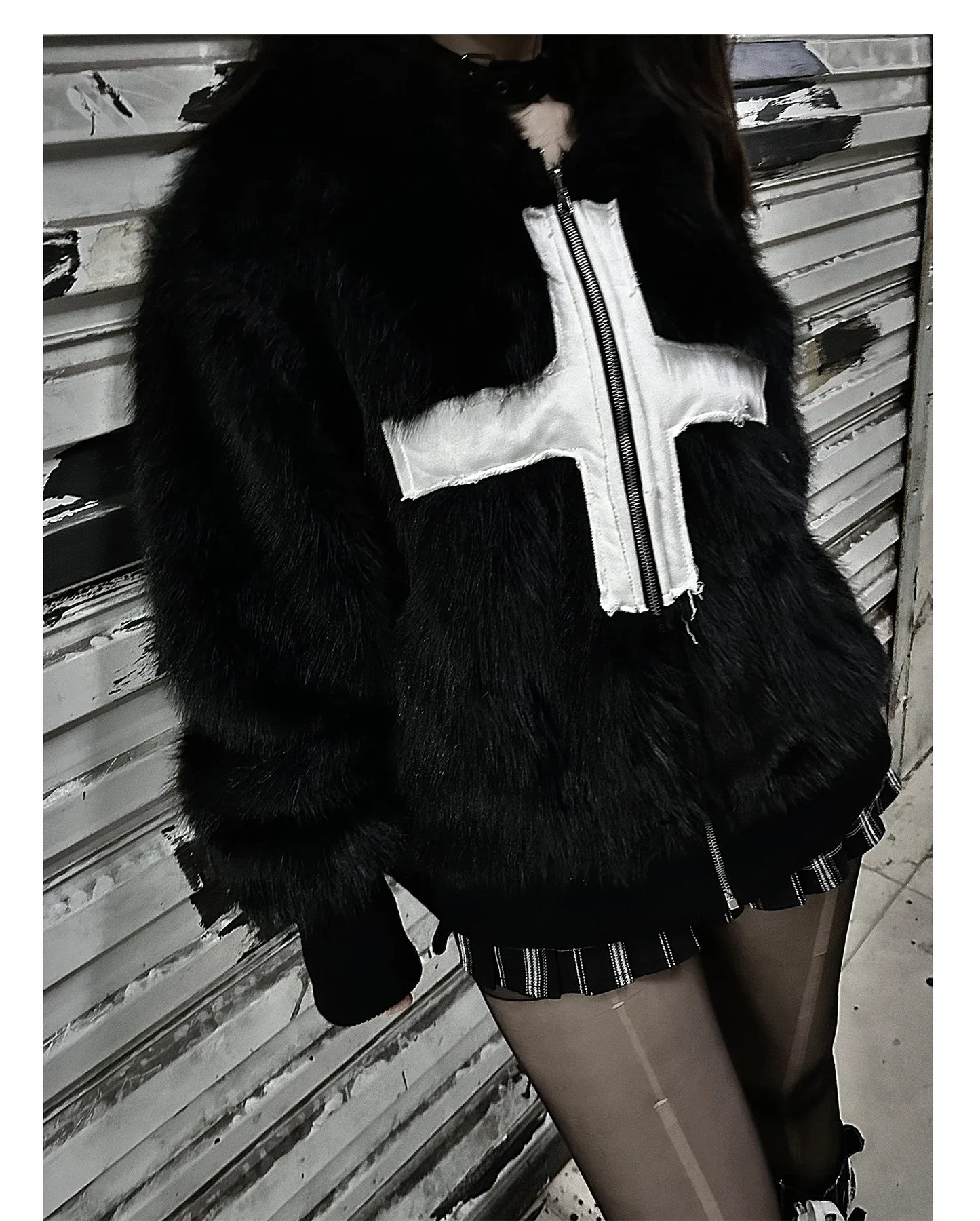 Kurtka Zimowa Faux Fur Punk