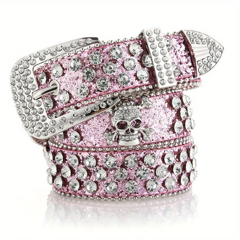 Rhinestone Skull Belt