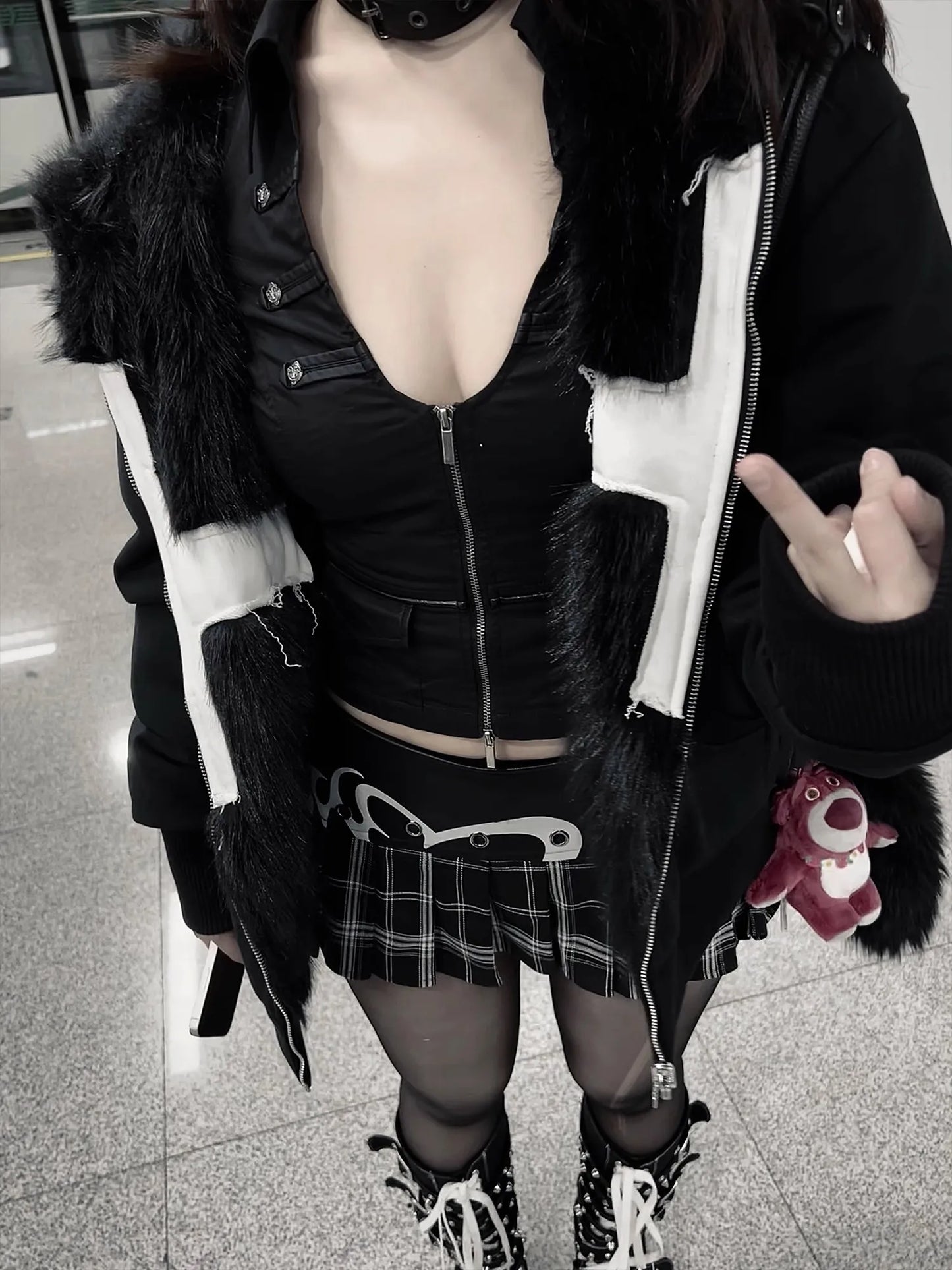 Kurtka Zimowa Faux Fur Punk