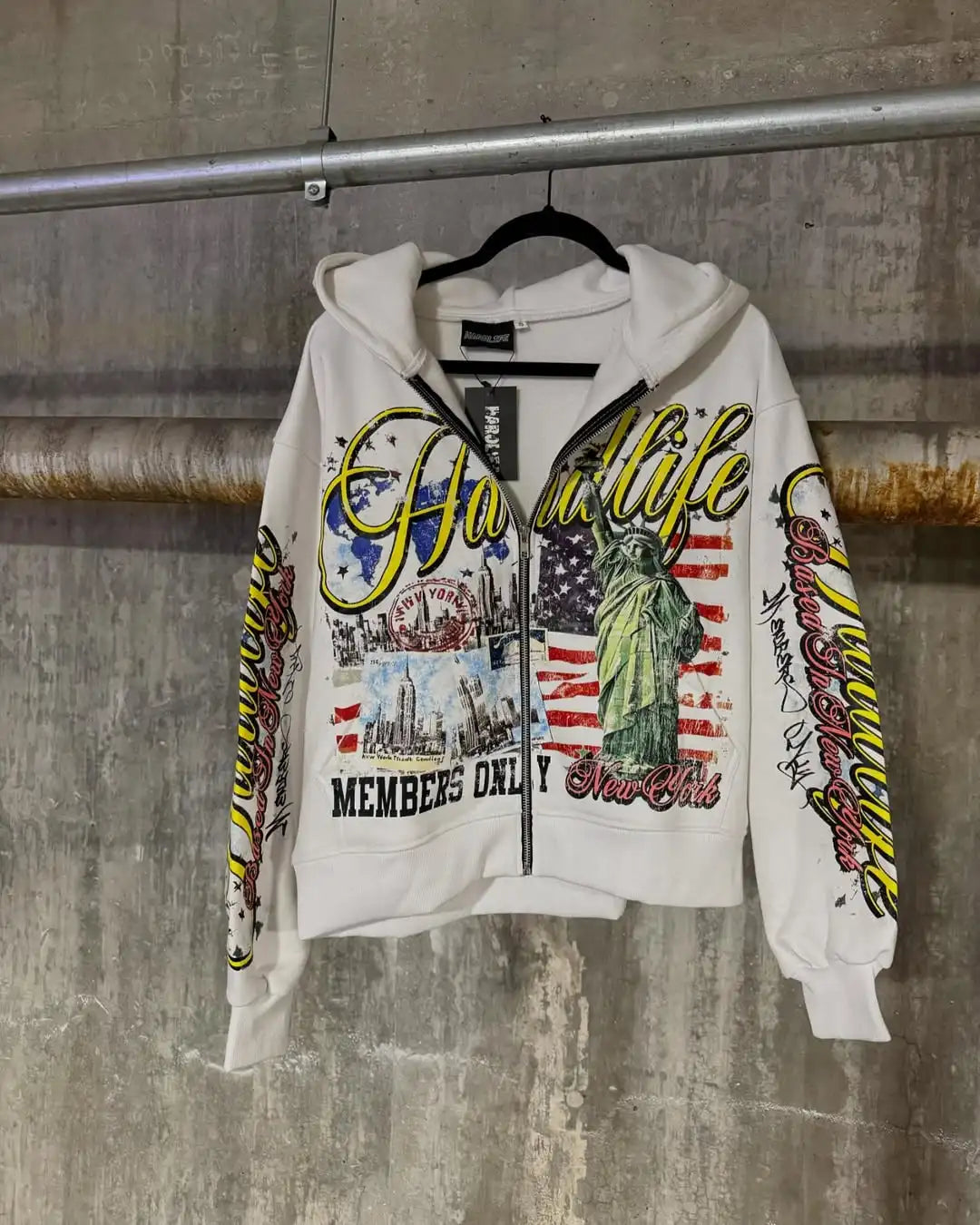 Retro Letter Oversize Zip Hoodie – Y2K Hip-Hop Streetwear