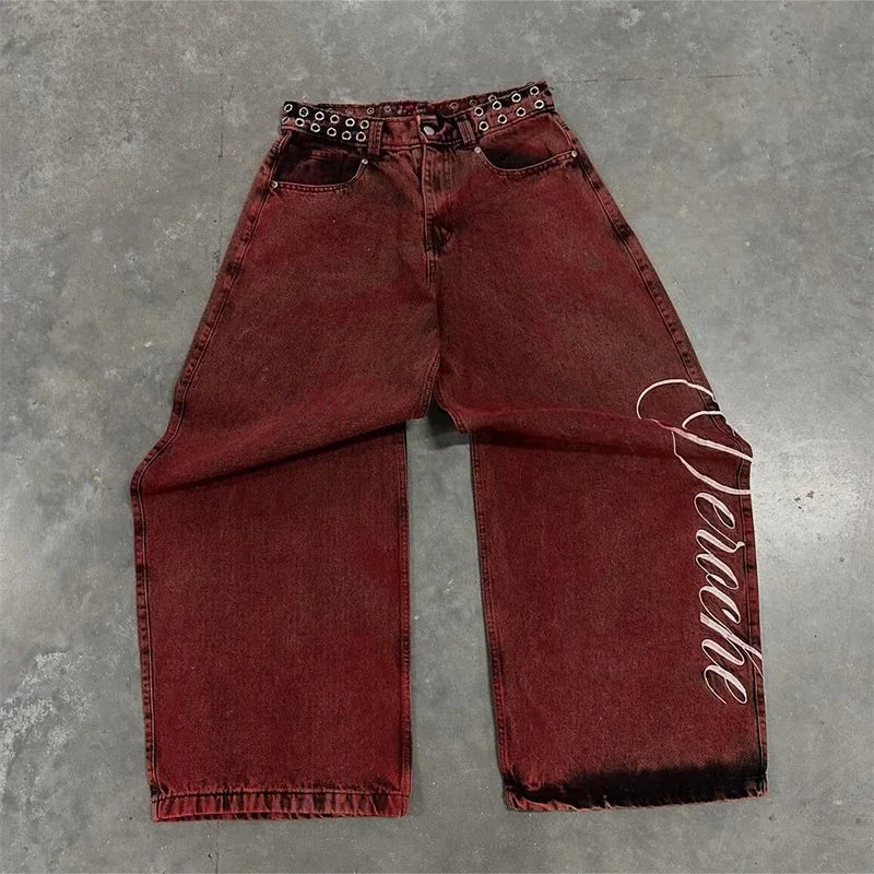 Y2K Baggy Jeans Red Vintage
