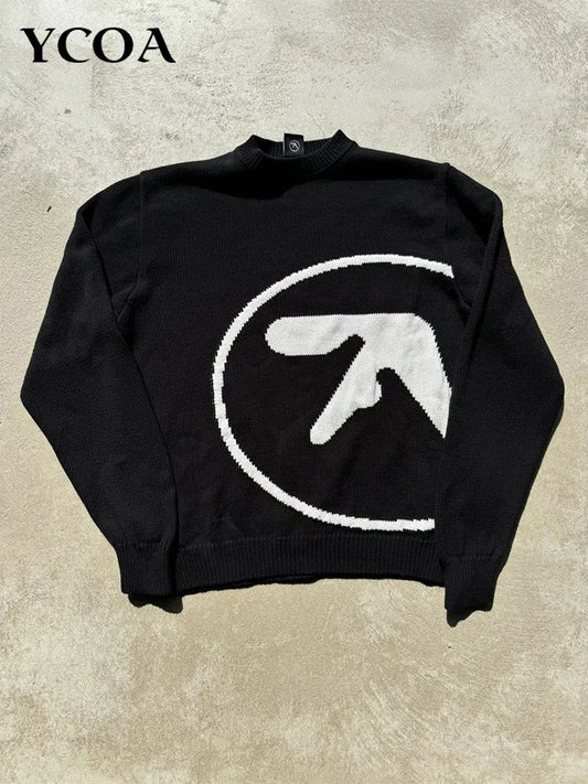 Aphex Twin Knit Sweater – Y2K Graphic Oversize Pullover