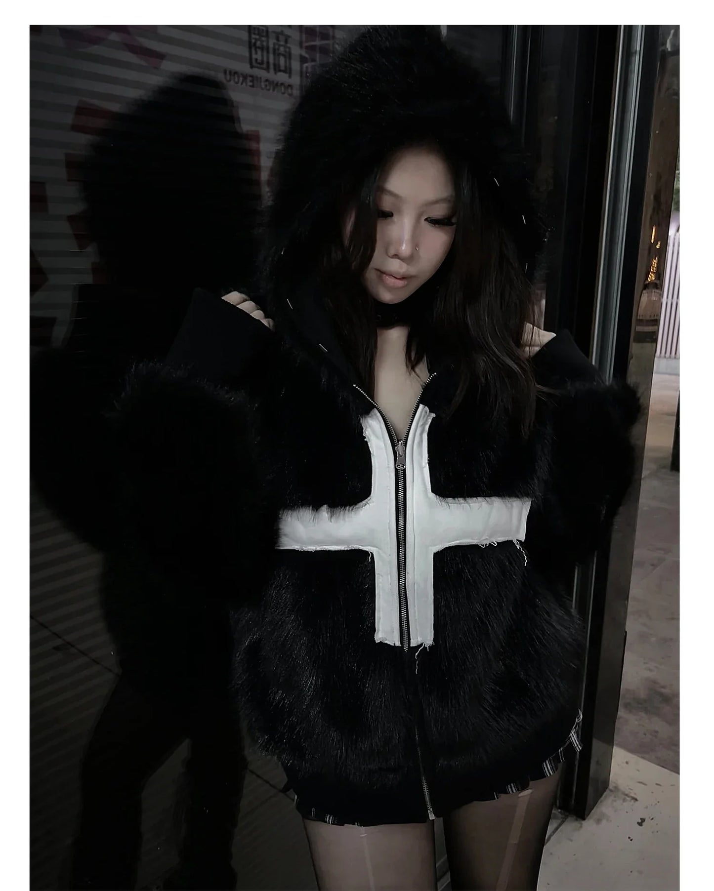 Kurtka Zimowa Faux Fur Punk