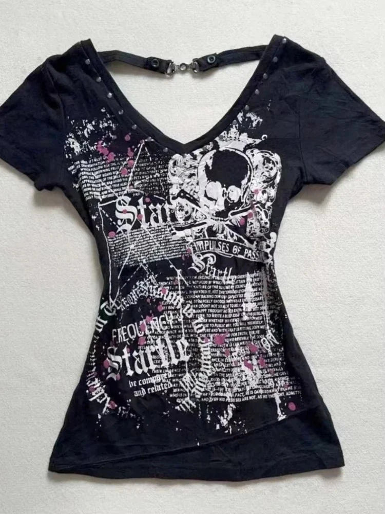 Y2K Gothic Crop Top Women