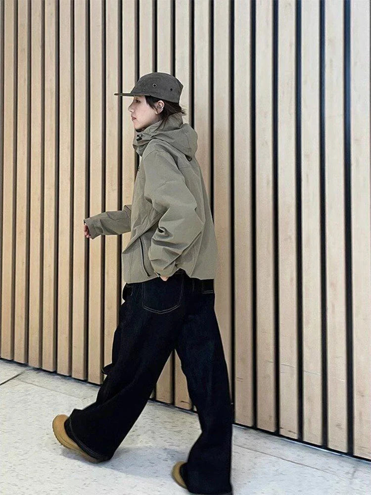 Y2K Embroidered Wide-Leg Jeans – Black High Waist