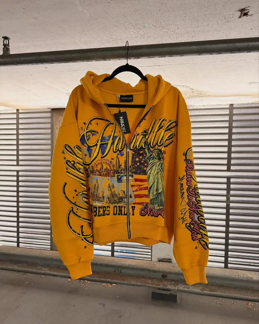 Retro Letter Oversize Zip Hoodie – Y2K Hip-Hop Streetwear