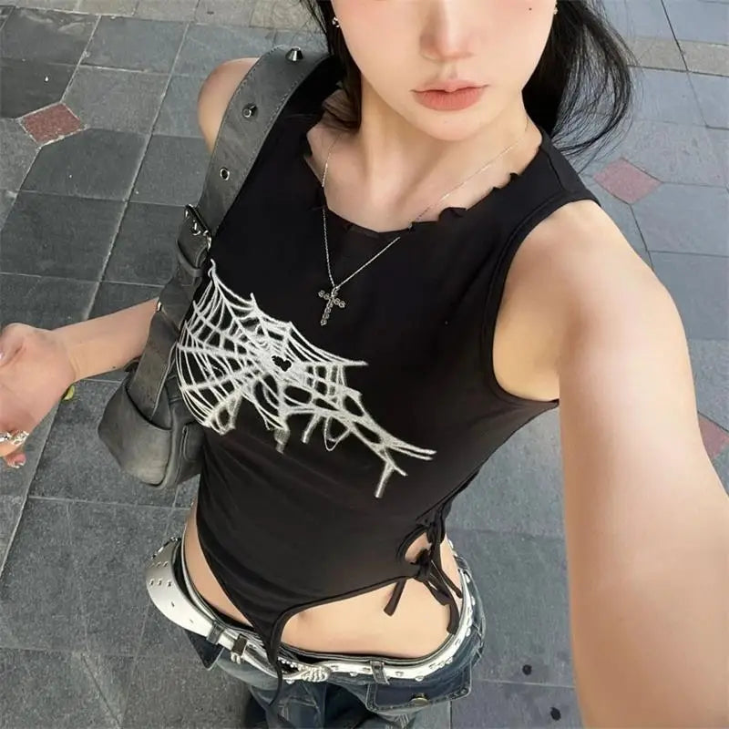 Spider Print Tank Tops