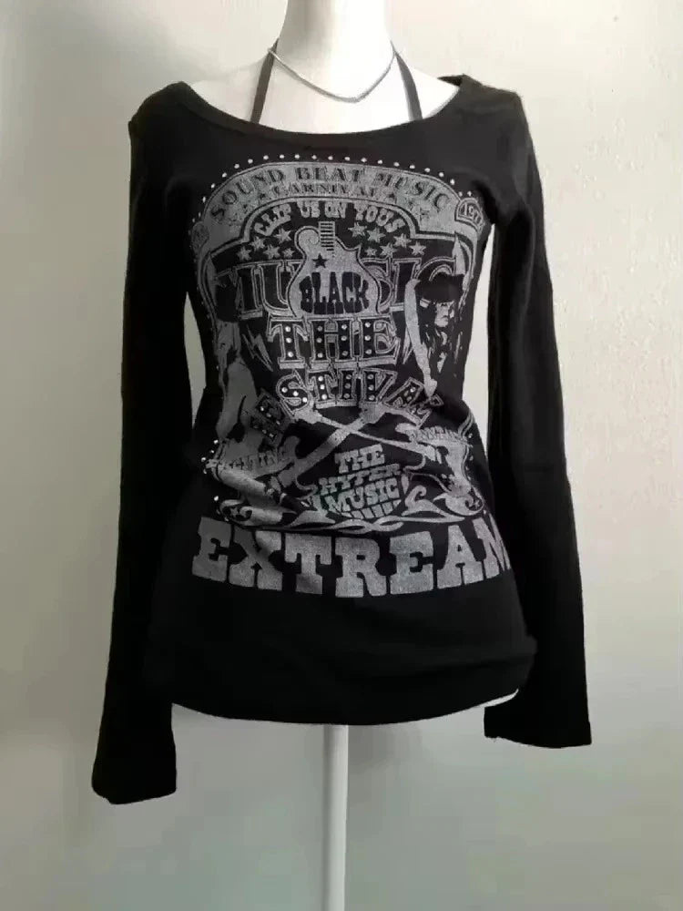 Y2K Gothic Crop Top Women