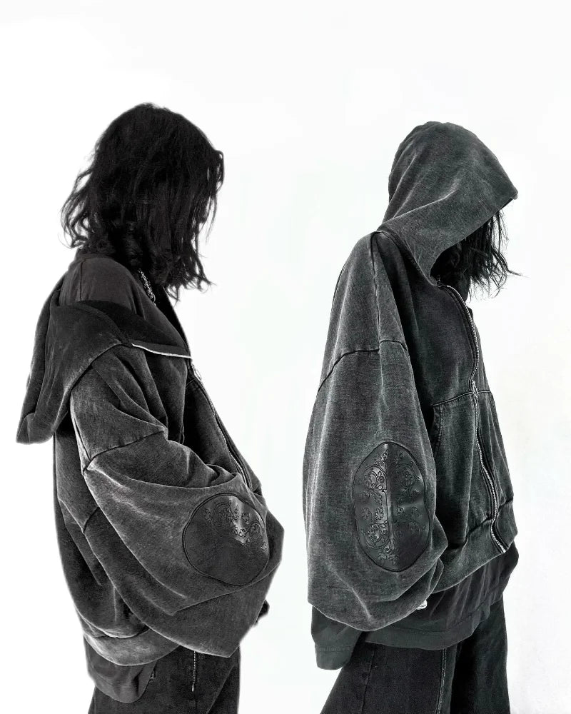 Washed Streetwear Hoodie Grey