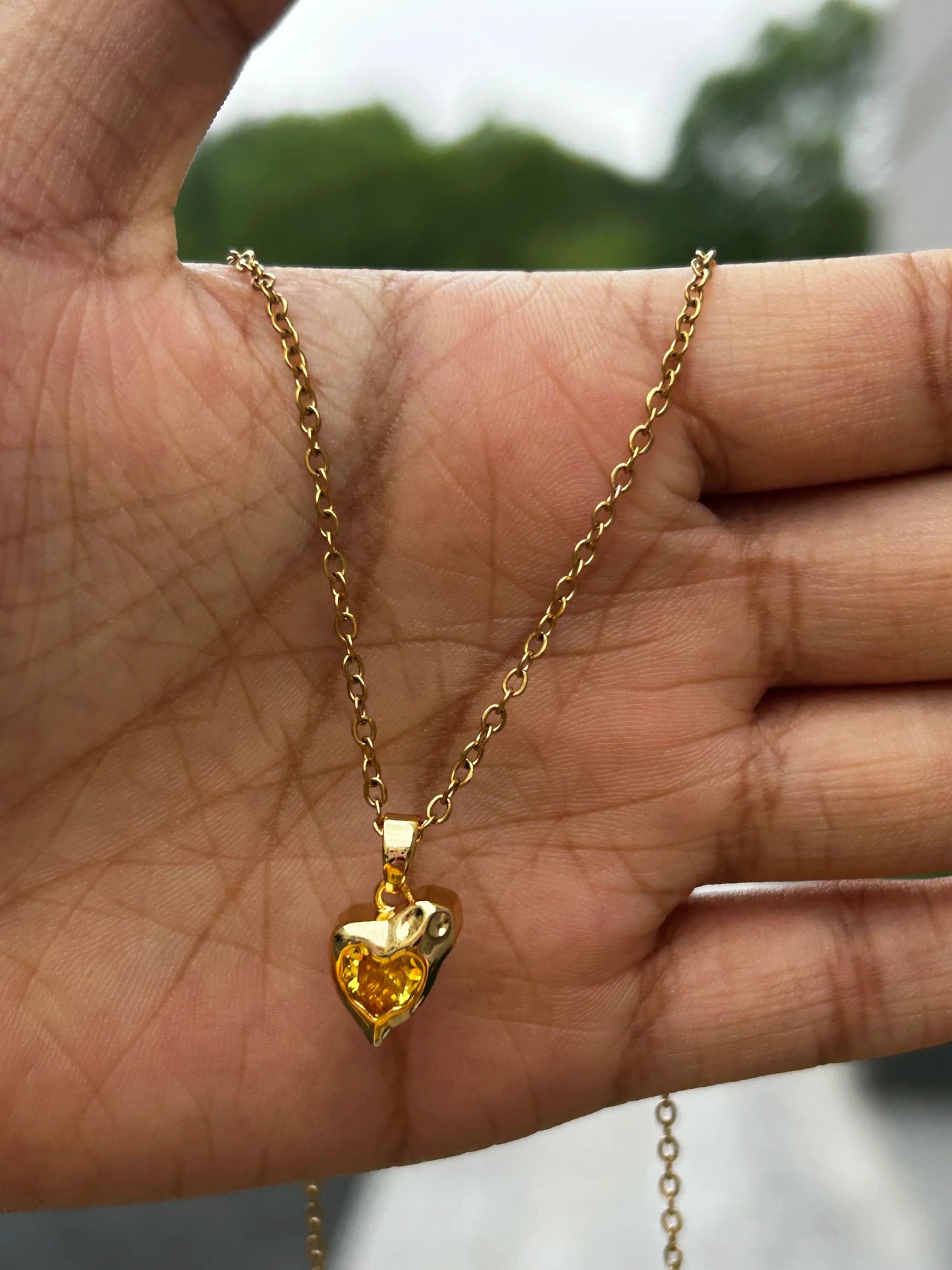 Rhinestone Necklace For Women Gold Color