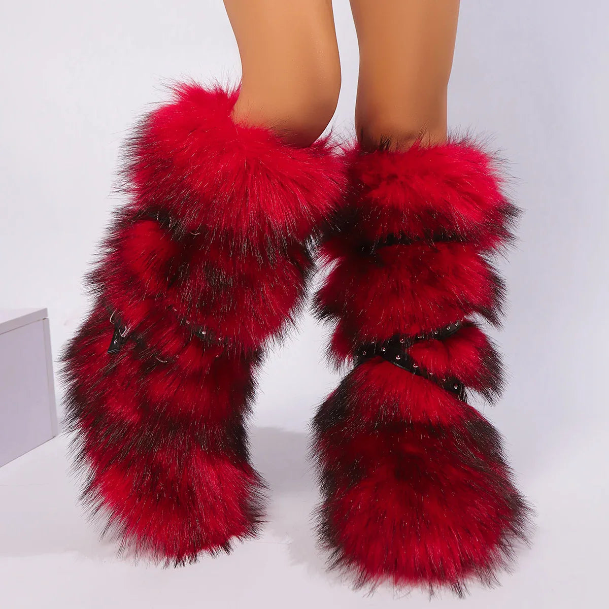 Fluffy Y2K Buckle Winter Boots