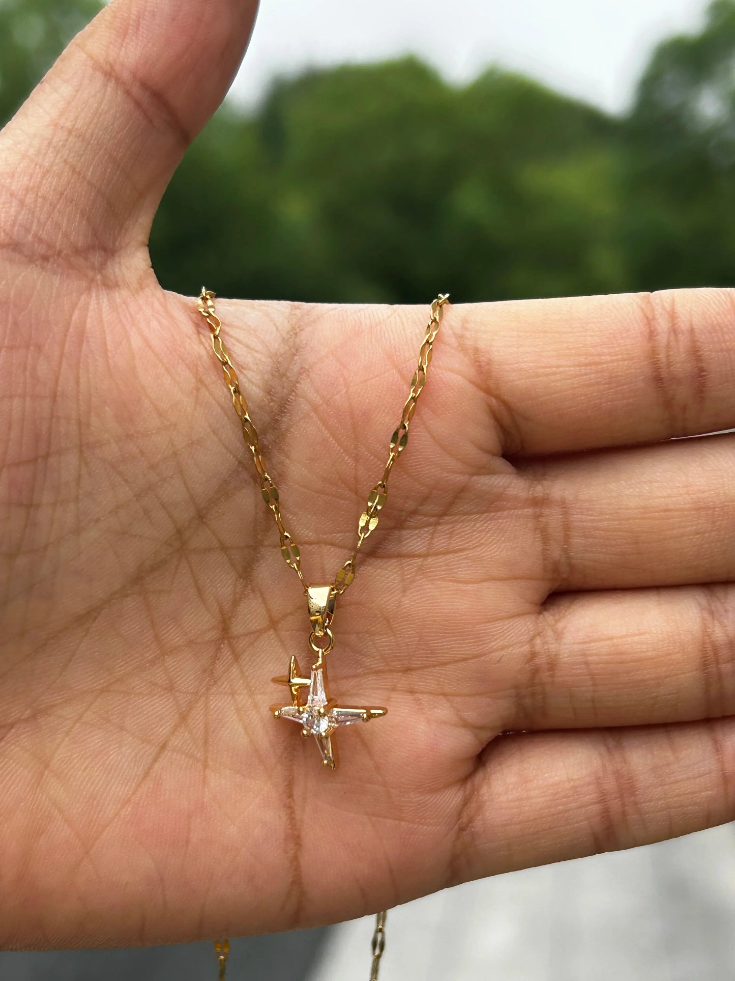 Rhinestone Necklace For Women Gold Color