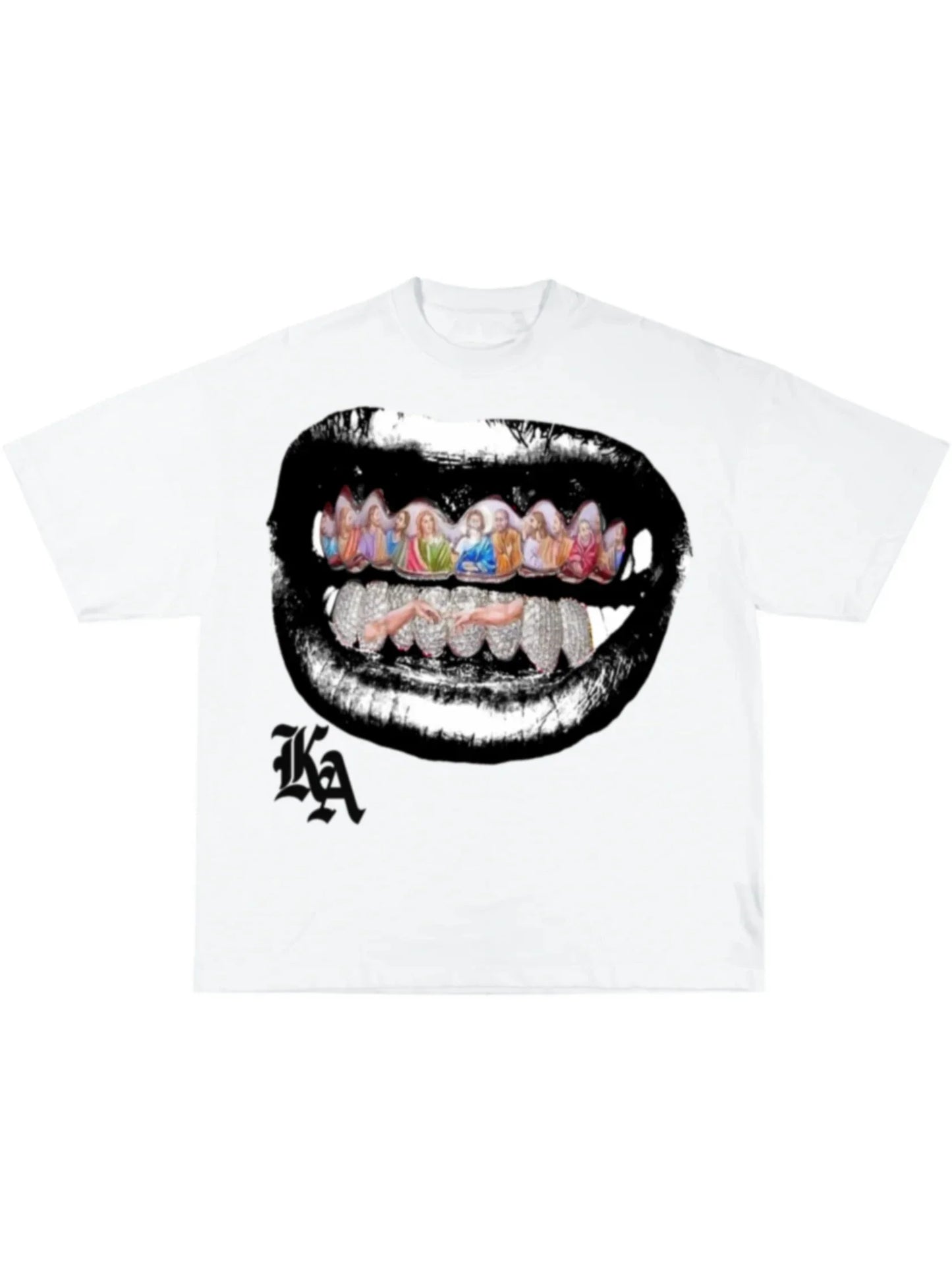 Oversized Teeth Graphic T Shirts