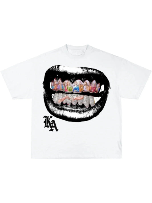 Oversized Teeth Graphic T Shirts
