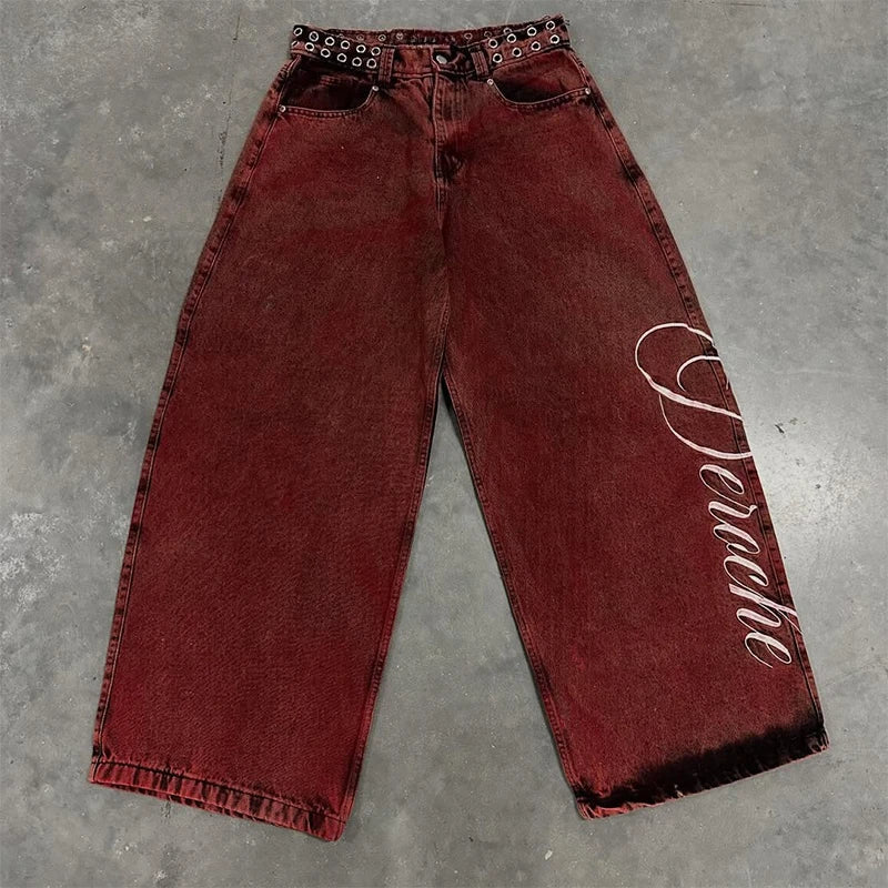 Y2K Baggy Jeans Red Vintage