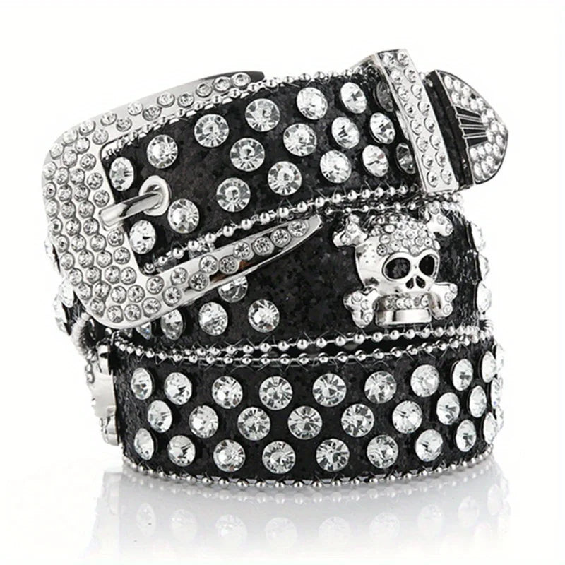 Rhinestone Skull Belt