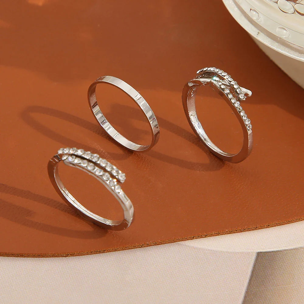 Silver Color Rings Set