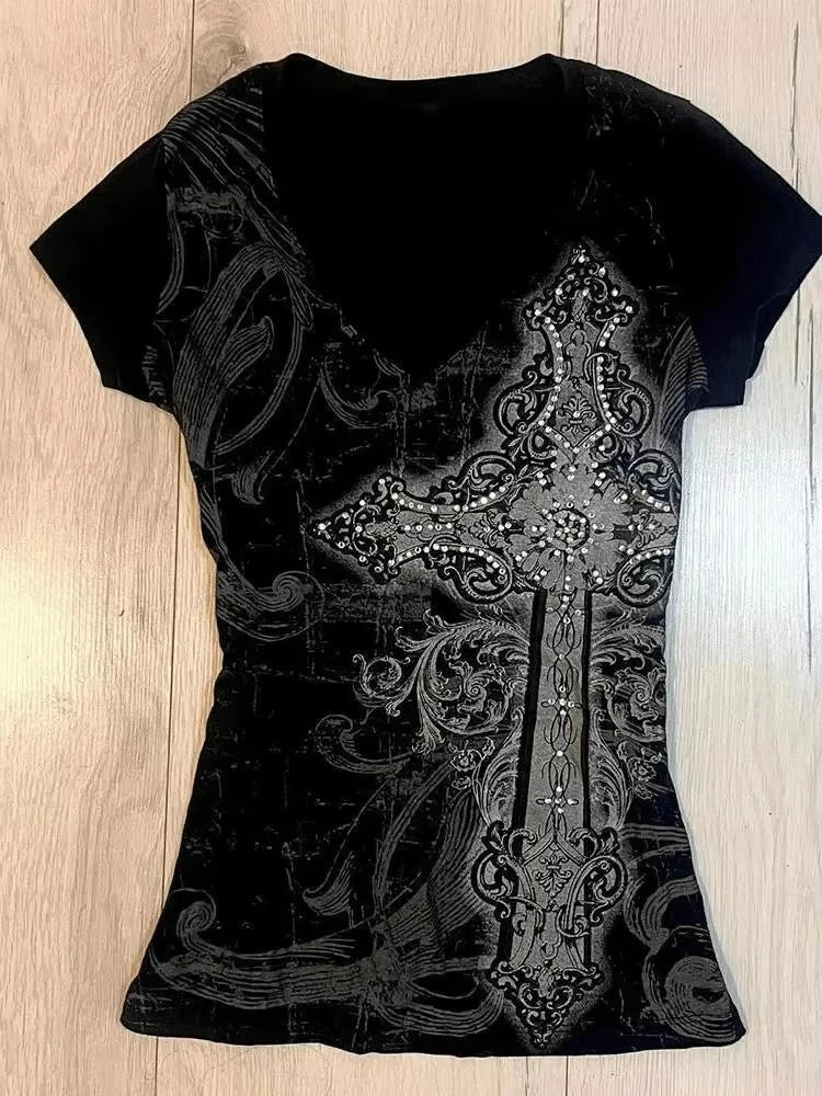 Y2K Gothic Crop Top Women