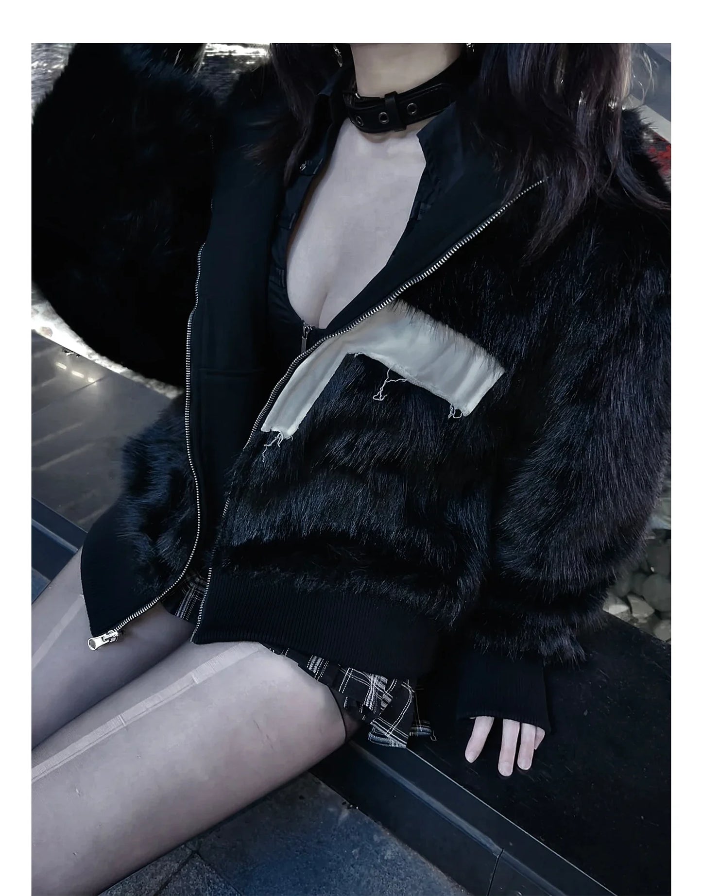 Kurtka Zimowa Faux Fur Punk