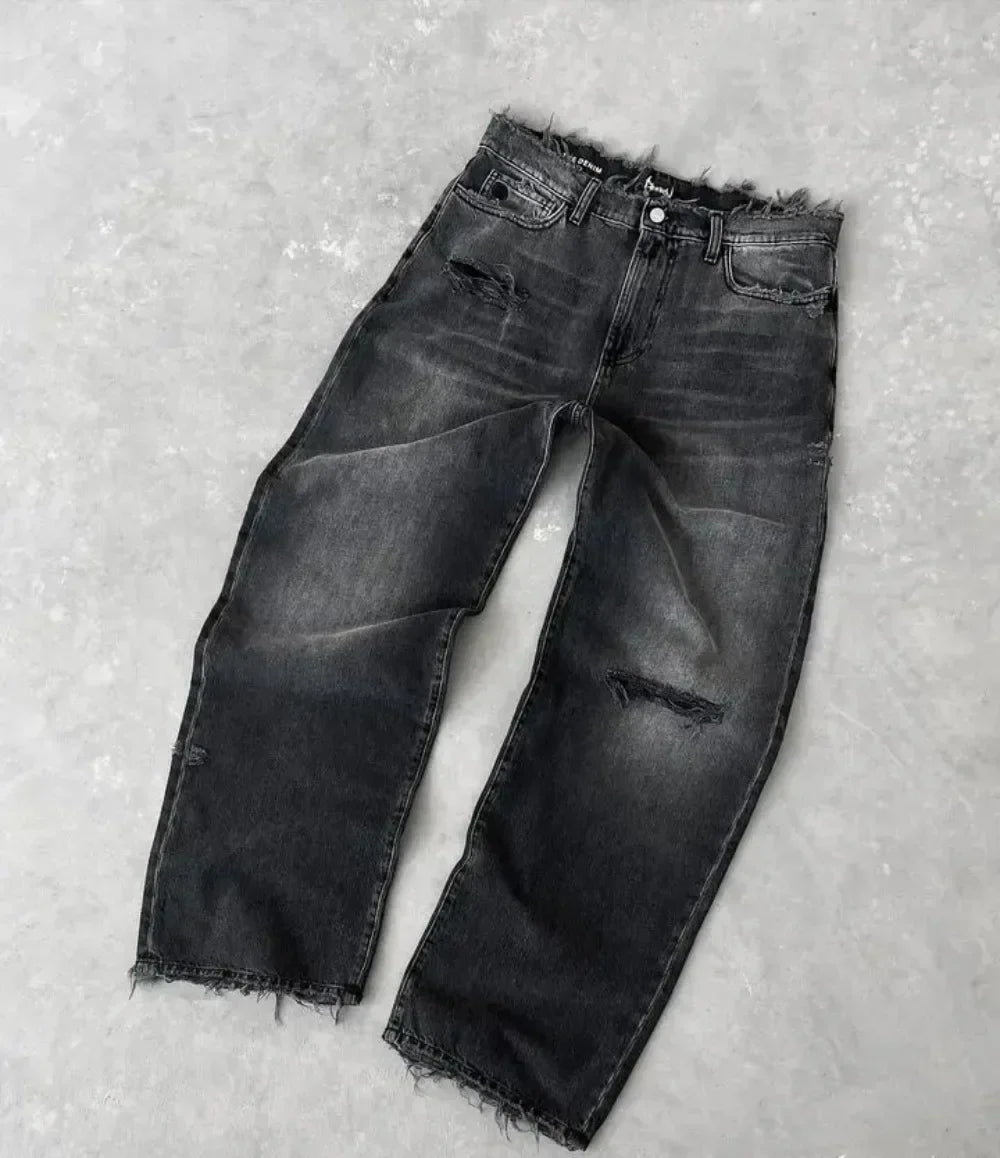 Czarne Baggy Jeans Y2K