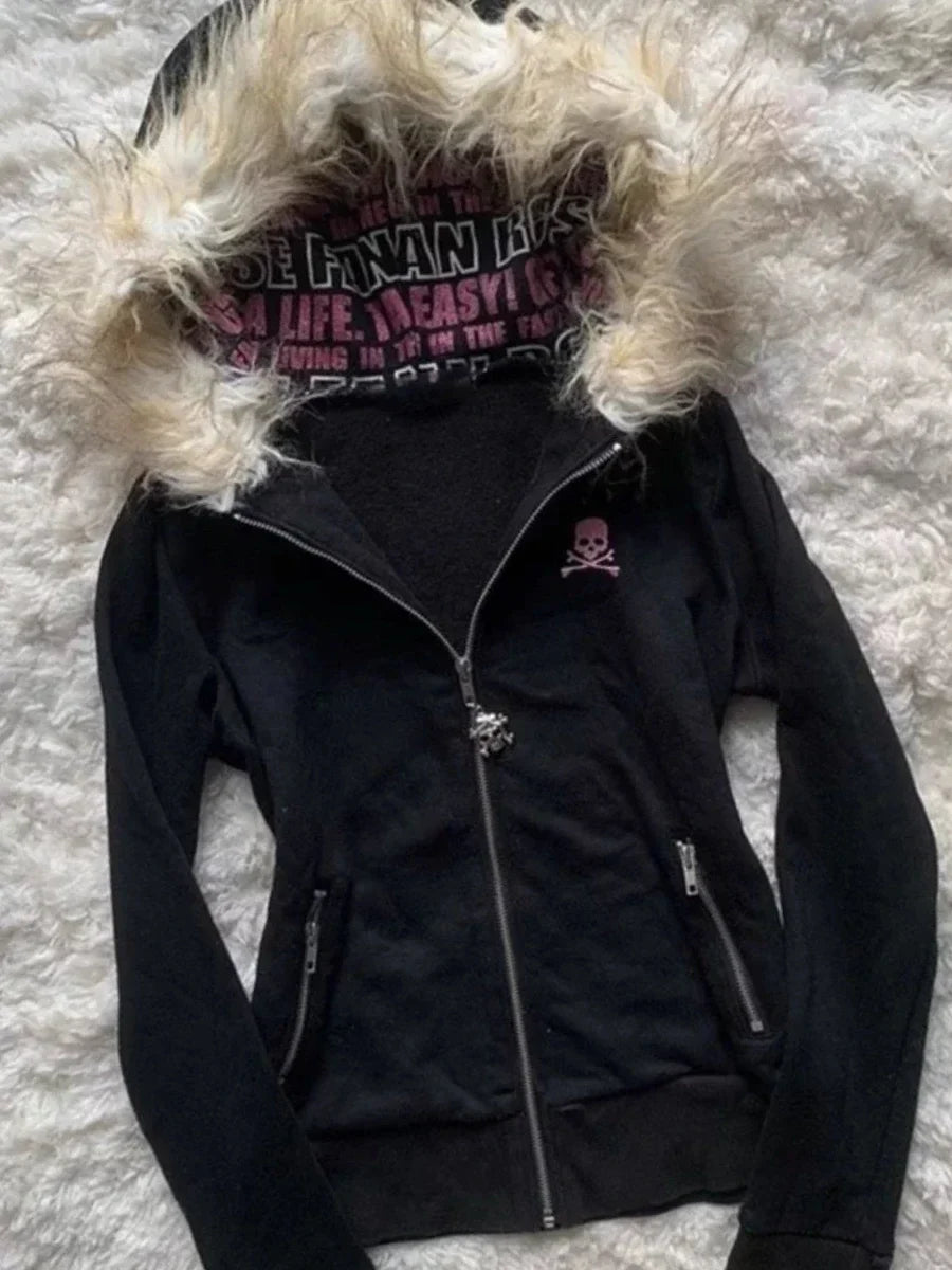 Damska Bluza z Futrem Y2K