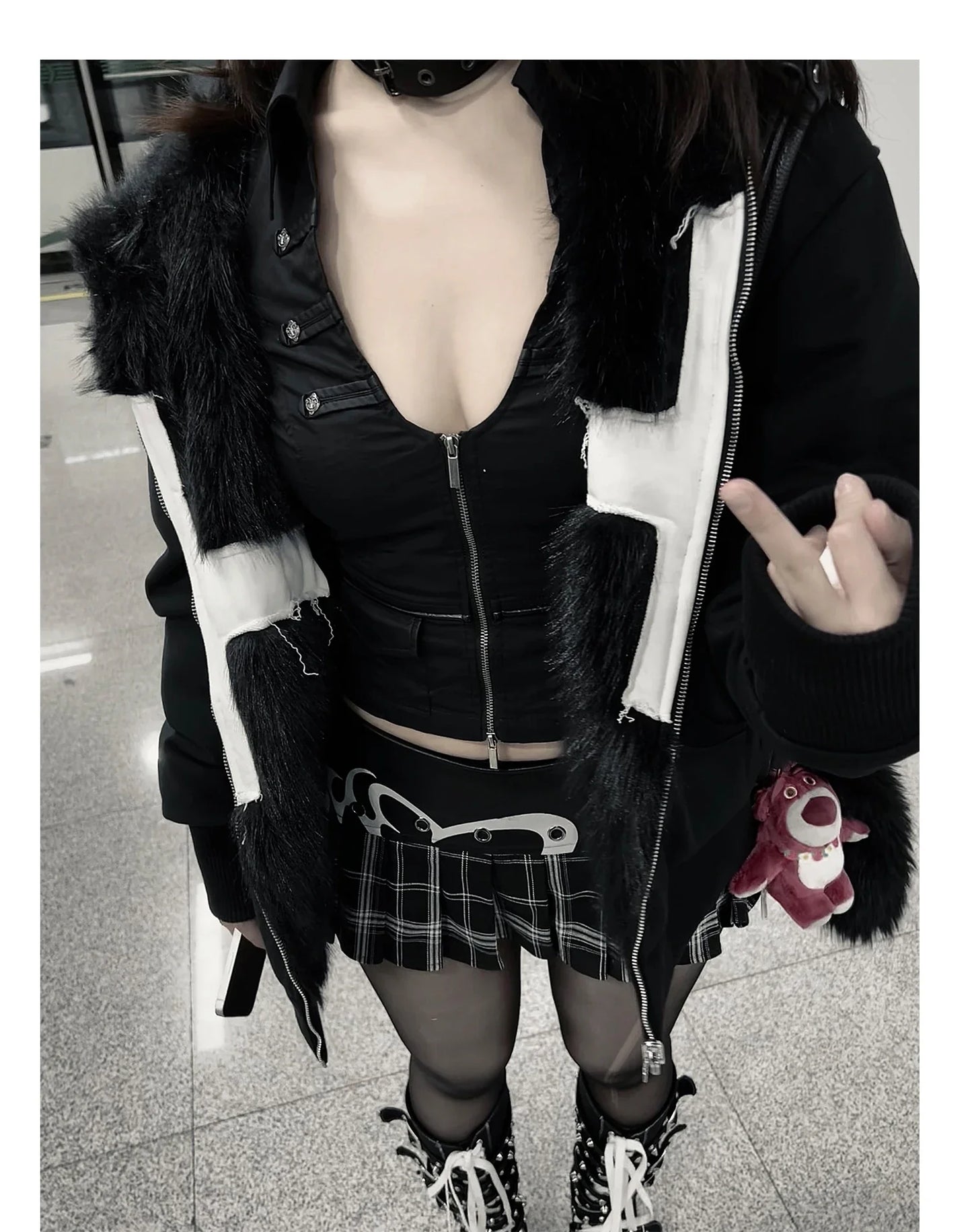 Kurtka Zimowa Faux Fur Punk