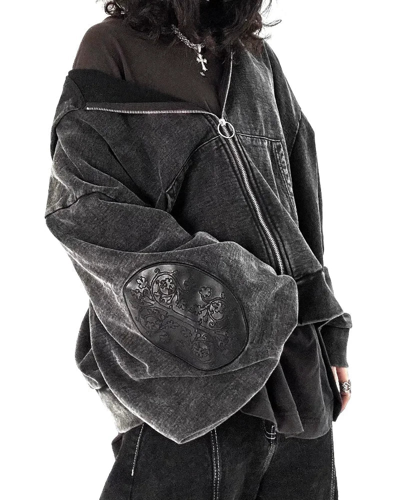 Washed Streetwear Hoodie Grey