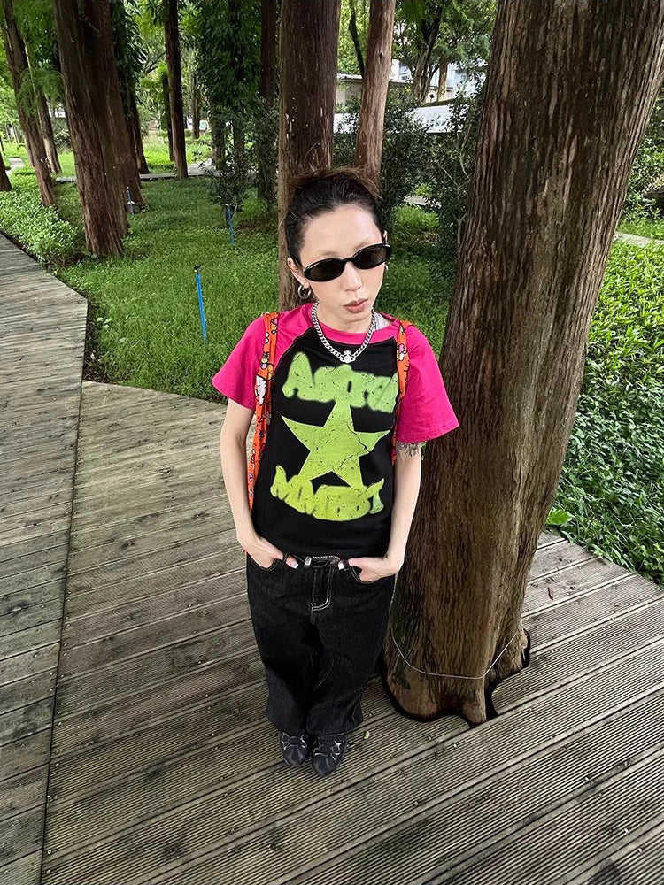 Y2K Embroidered Wide-Leg Jeans – Black High Waist