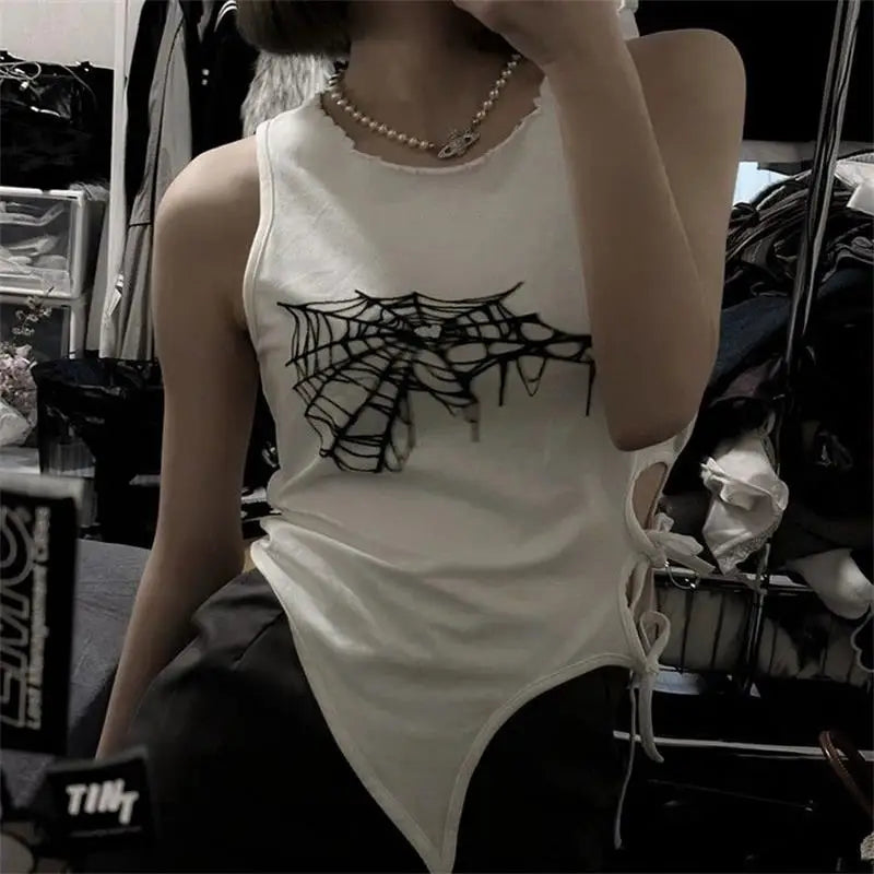 Spider Print Tank Tops