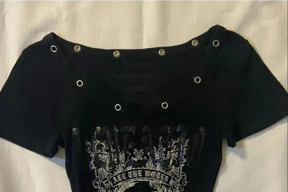 Y2K Gothic Crop Top Women