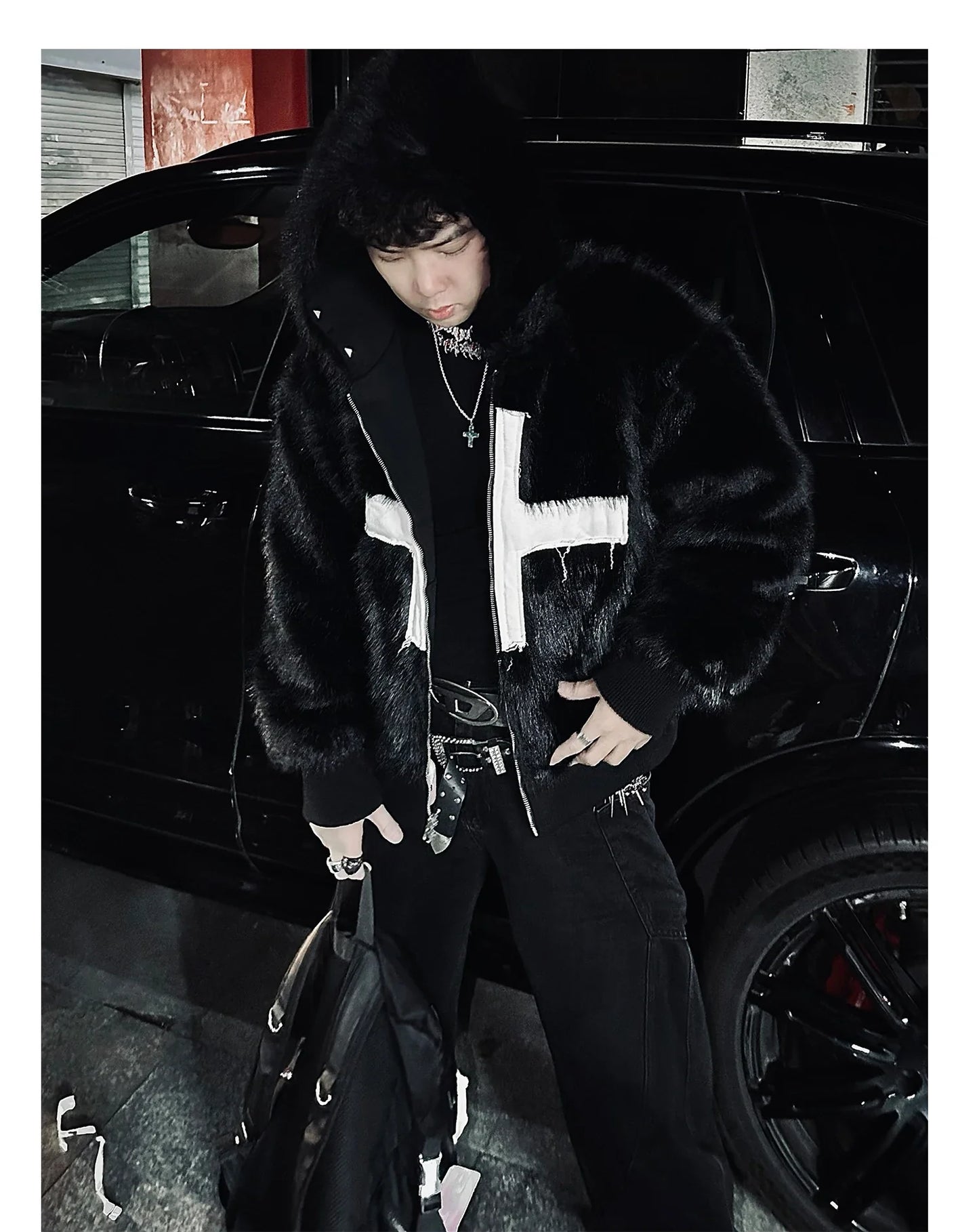 Kurtka Zimowa Faux Fur Punk